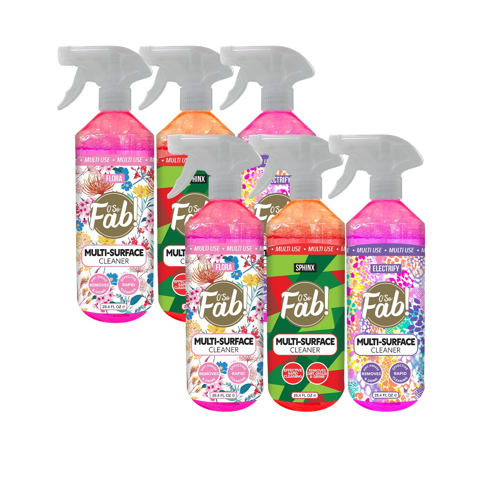 O'So Fab Multi-Surface Cleaner Spray Designer 25.4 FL OZ 6 Pack